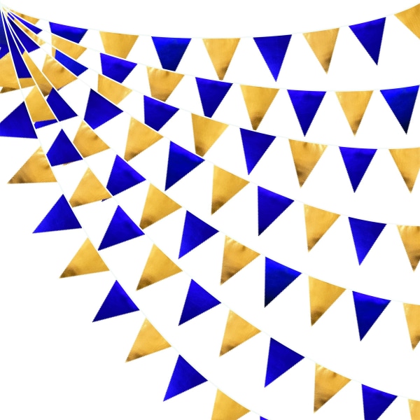 Marinblå och guld metallisk triangelvimpel - perfekt för examen, födelsedag, bröllop och mer a8
