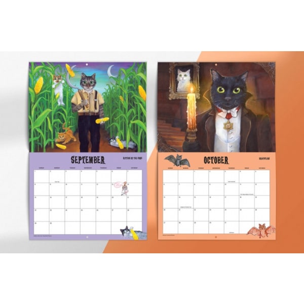 Scaredy Cats 2024 månadskalender,Cats 2024 Hängbar månadsväggkalender,bra present för organisering och planering