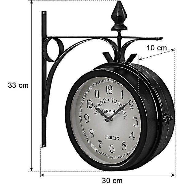 Sommer Udsalg Dobbeltsidet Vægur Stationsur Haveur Dobbeltsidet Ur Tidsindikator 33 X 30 X 10 Cm