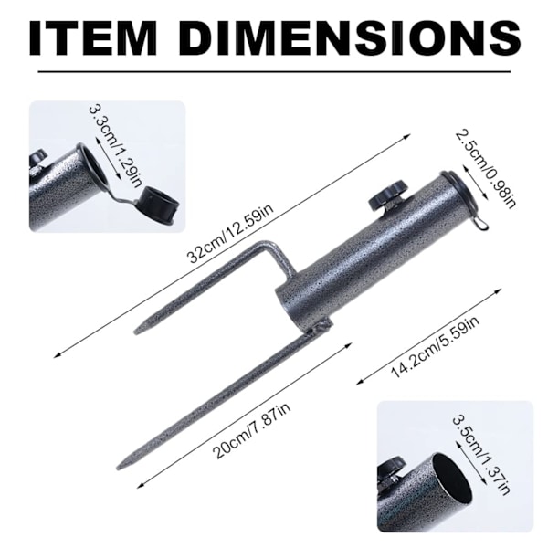 Parasolstativ, Parasolholder med jordspyd for strandparasoll/parasol/hagesolparasoll/fiskeparasoll