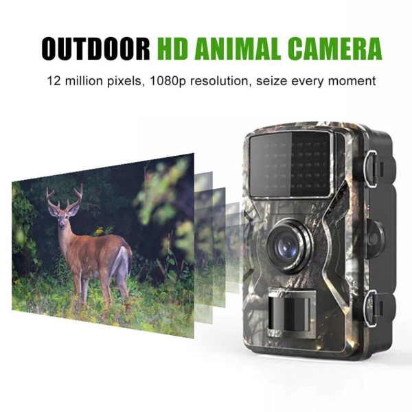 Wildlife Camera 12MP 1080P HD Trap Game Hunting Cam PIR Night Vision