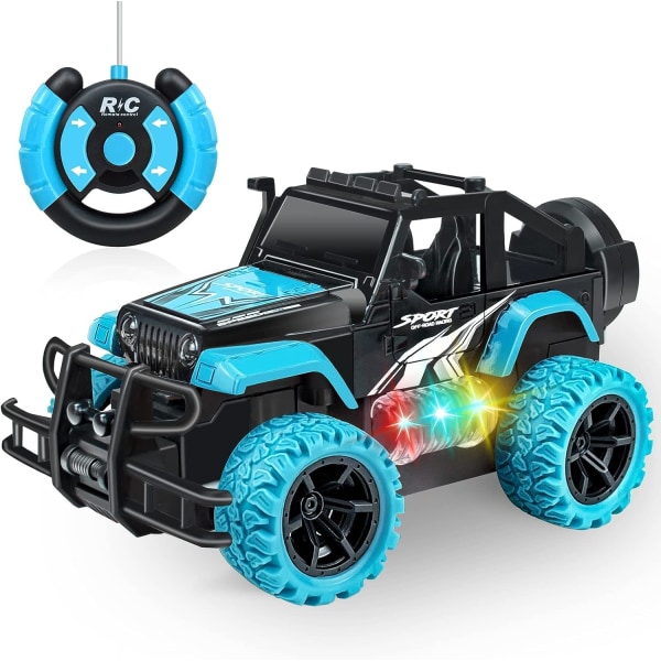 Ynybusi 1:20 skala fjernbetjening bil - LED lys off-road monster lastbil, 2,4 GHz RC Racing legetøj til børn i alderen 6-10 Blue