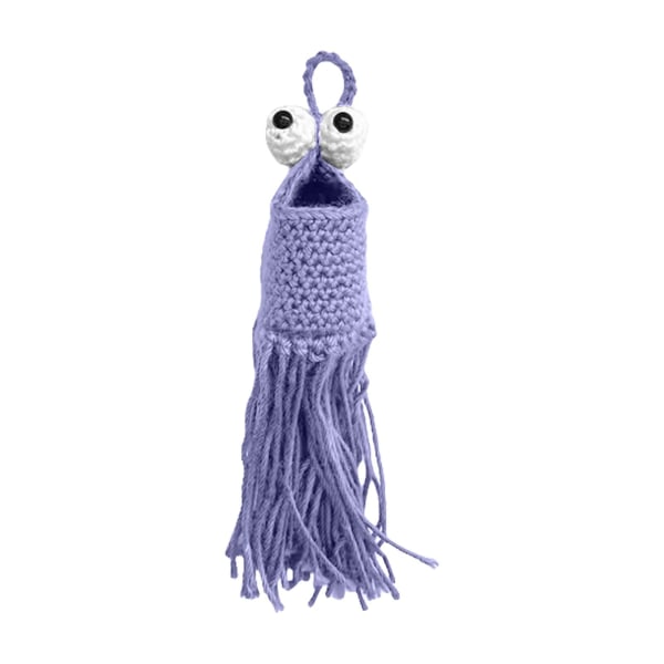 Heklet Alien Plant Hanger baderomsoppbevaringspose Heklemønster Heklet hengende bilhenger speil eller henger hengende plantebord Hekle purple Small