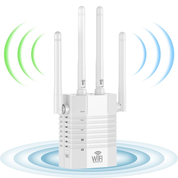 WiFi-forlenger: 1200 Mbps Dual Band Wireless Repeater, signalforsterker for hjemmet - langdistanseforsterker med Ethernet-port UK