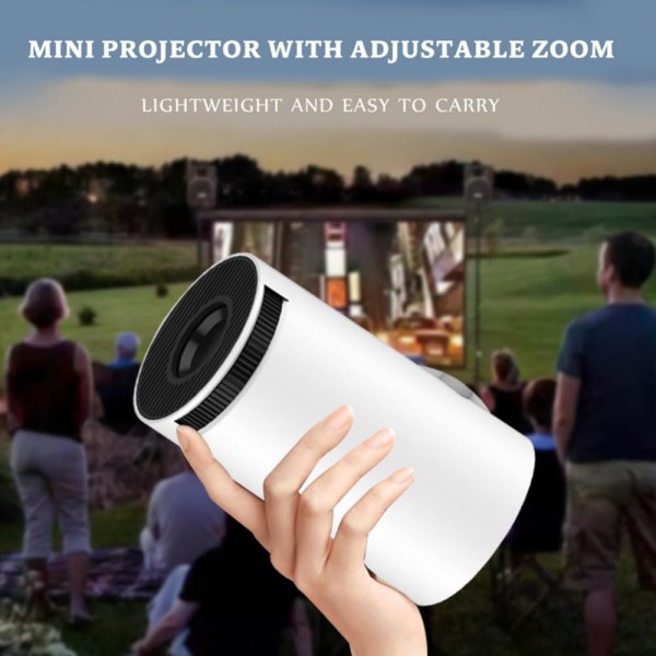 MyCine 4K Pocket Cinema Mini-projektor med Wi-Fi, Bluetooth, 180° rotation - 2024 Ny bærbar Cine-projektor, Auto Keystone-korrektion, HDMI-udgang Weiß