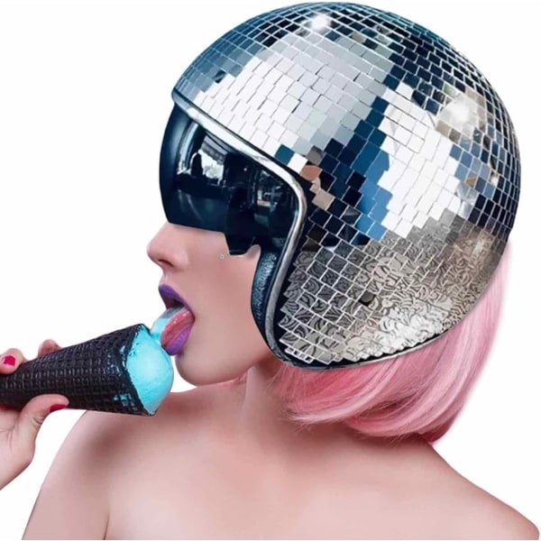 Discoboldhatte - Udtrækkelige visirhjelme med glasdiscobolddesign - Perfekt til kvinder, mænd, DJ-klub, scene, fest, bryllupsdans gold