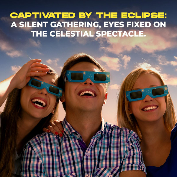 Solformørkelsesbriller godkendt 2024, CE- og ISO-certificerede solformørkelses-observationsbriller, sikre skærme til direkte solbesigtigelse (hvid) 1 pc