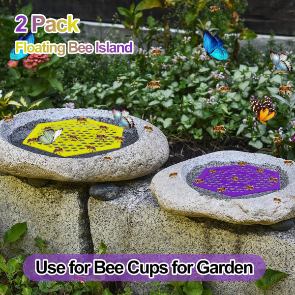 2 kpl kelluvia mehiläissaarekkeita – värikkäät mehiläishyönteisten juottimet puutarhaan, perhosvesiasemat, mehiläiskylpy pölyttäjille green