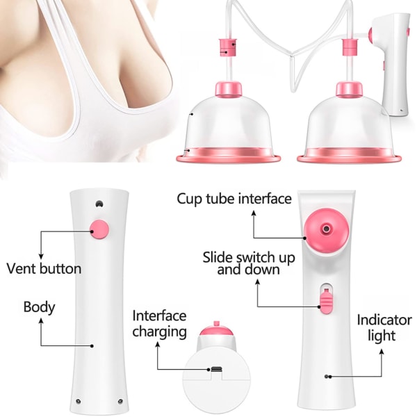Sähköinen rintojen parannuslaite Kannettava rintojen parannushoitolaite Sopii kaikille ihotyypeille Kodin rintojen parannuslaite 13,5 cm tuplakuppi Double cup large