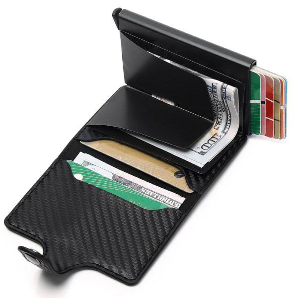 Automaattinen pop-up-korttiteline, RFID-varkaudenestokorttipidike, suurikapasiteettinen korttikotelo brown
