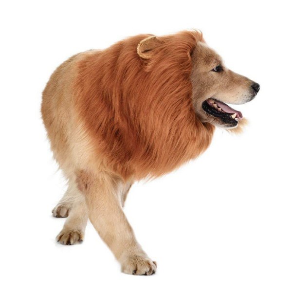 Hundeløvemanekostume - Realistisk manke med ører til mellemstore til store hunde, Cosplay-kostume til kæledyrsfødselsdagsfest