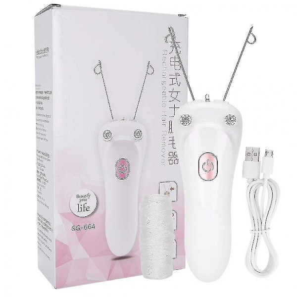 Sommer Hot Sale USB-opladning 2 Farver Sikker Tråder Hårfjerner, Elektrisk Trådepilator, Bærbar Ansigtsbehandling til Kvinder (Pink) - Perfet