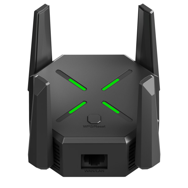 WiFi Extender Signal Booster, täcker upp till 10000 Sq.ft - 1200 Mbps Wall-Through Stark WiFi Booster, med Ethernet-port Black EU Plug