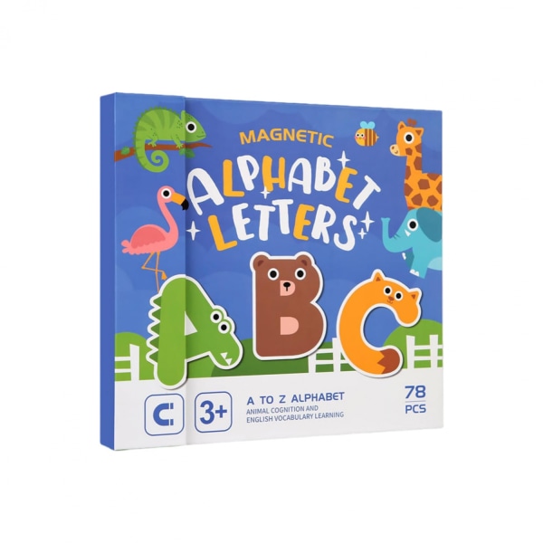 Alfabetmagneter for barn: Pedagogisk ABC-bokstavlæringssett - reisevennlig puslespill for småbarn, gutter, jenter (blå)