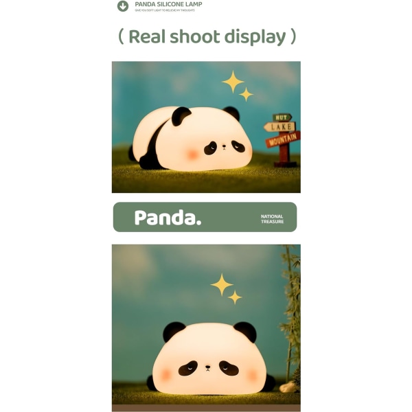 Söt Panda Nattlampa, LED Squishy Novelty Animal Nattlampa, Livsmedelsklassad Silikon 3 Nivå Dimbar Amning Nursery Nattlampa för rumsinredning Panda
