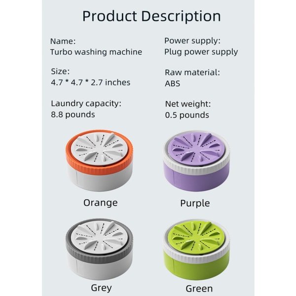Turbiinipesukone Täysautomaattinen pyykinpesukone Kannettava kolminopeuksinen kaukosäädin pyörivä alushousujen minipesukone Upgraded model grey