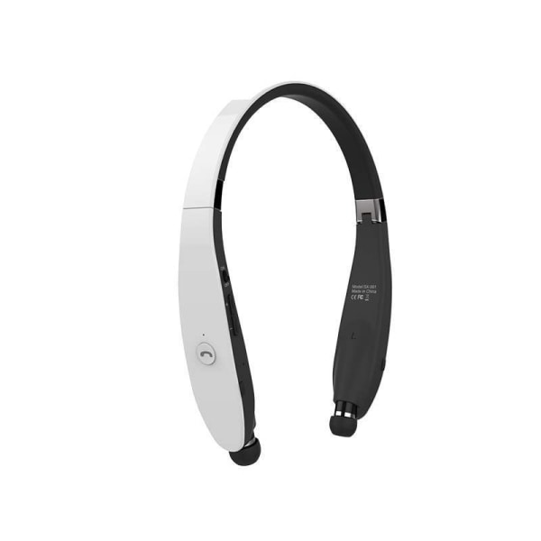 2023 opgraderet, foldbart Bluetooth-headset - Udtrækkelige øretelefoner, støjreducerende, mikrofon - Trådløs nakkebøjle til sport, motionsrum - bæretaske White