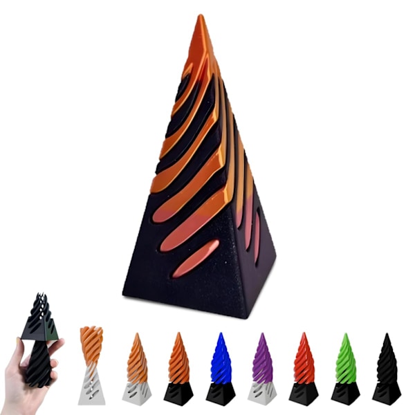 Umulig pyramide passthrough skulptur, pass through pyramide fidget legetøj, 3D umulig pyramide passthrough angst lindring legetøj Orange Black