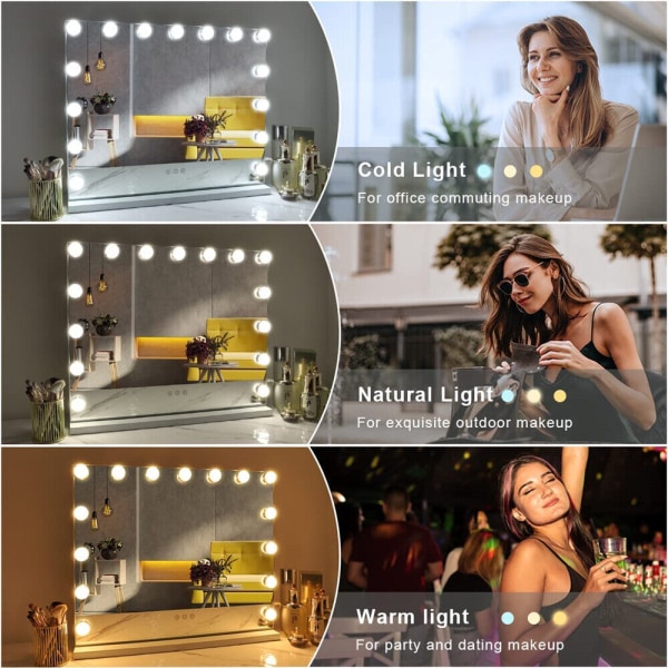 Makeup-spejllys LED-pærer Vanity Makeup Toiletbord USB-spejllys (kun lampe, intet spejl) 14 lights