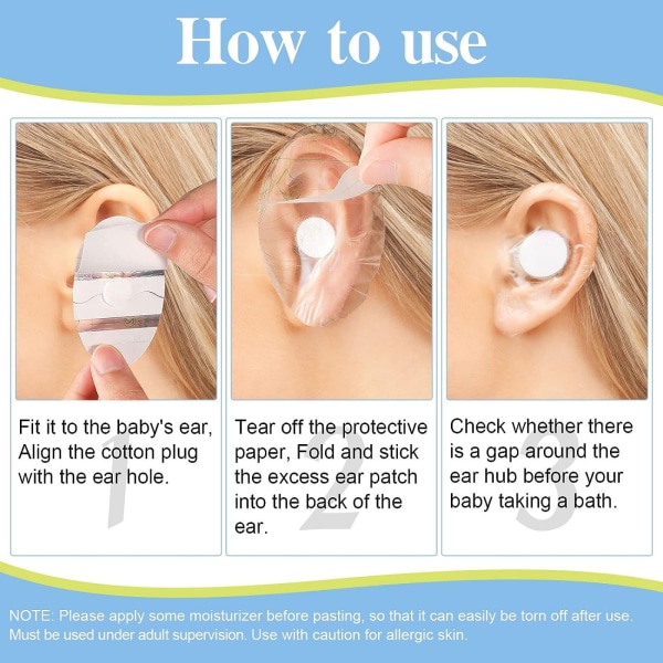 60-pack nyfödda duschhörselskydd, vattentäta hörselskydd för badkar, dusch- och simhörselkåpor för att skydda inre öron