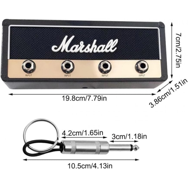 Nyckelhållare för vägg, gitarr nyckelkrokar, JCM800 standard gitarr nyckelring, gitarr förstärkare nyckelhållare krok med 4 nyckelhållare, svart black