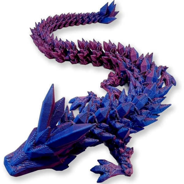 12" 3D- printed drake, ledad drake, Crystal Dragon, Dragon Fidget Toy, Executive Desk Toy för hemmakontor Laser Purple