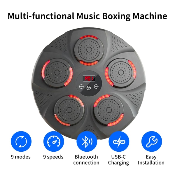Smart Bluetooth boxningsmaskin med handskar - Väggmonterad målträningsstämpelutrustning för vuxna, barn, hemmaträning och gym a3