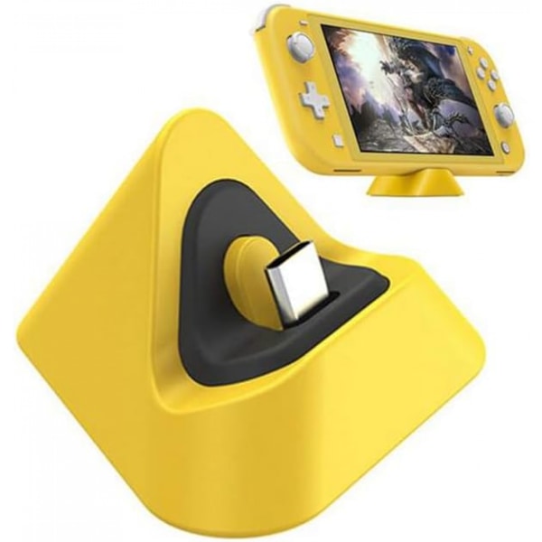 Laddningsdockningsstation för Nintendo Switch Lite Typ C-port Mini triangulär laddare Dockning Portabelt resestöd yellow