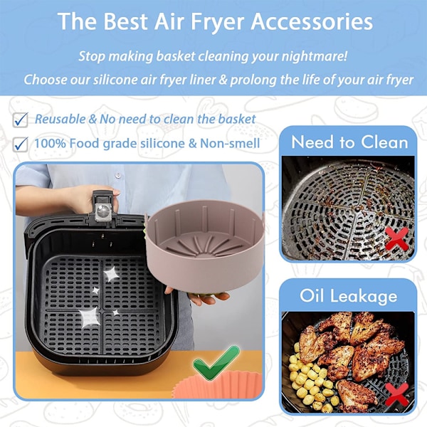 Sommarrea Återanvändbar Air Fryer Silikonform - Silikonform för Air Fryer