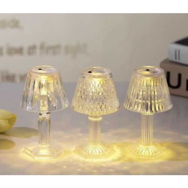 Bordskristalllampa LED-lampa Ljus Varm Vit bärbar Sladdlös 12 cm