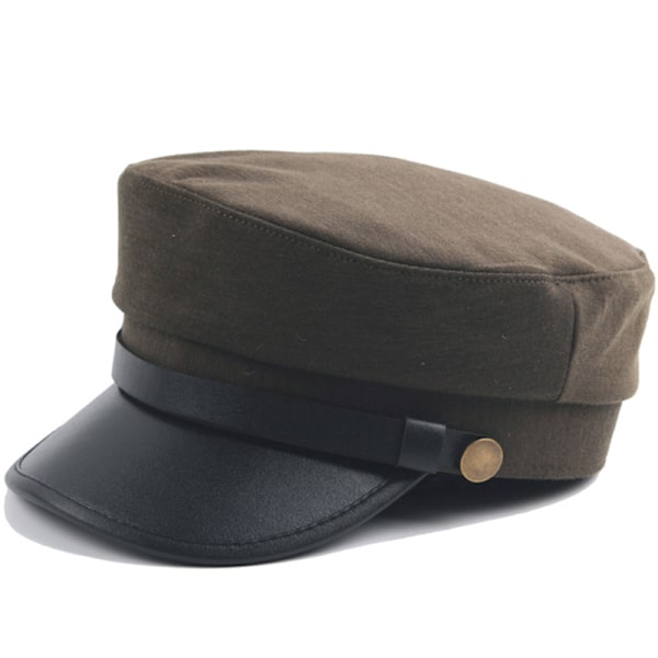 Sommarrea Mode Unisex Militärkepsar Vår Höst Sjömanshattar För Kvinnor Män Platt Topp Kapten Keps Brown