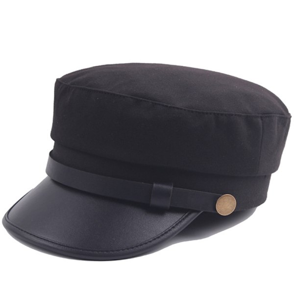 Sommarrea Mode Unisex Militärkepsar Vår Höst Sjömanshattar För Kvinnor Män Platt Topp Kapten Keps Black