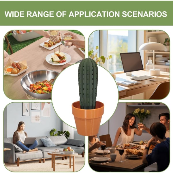 3D Printet Cactus Tandstikker Holder, Cactus Tandstikker Dispenser, Sjov Tandstikker Box Dekor Housewarming gave til venner (uden sten) Dark green