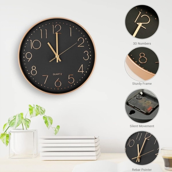 Sommer Hot Sale Moderne Stille Kvarts Veggklokke 30cm, Store Tall Rund Veggklokke