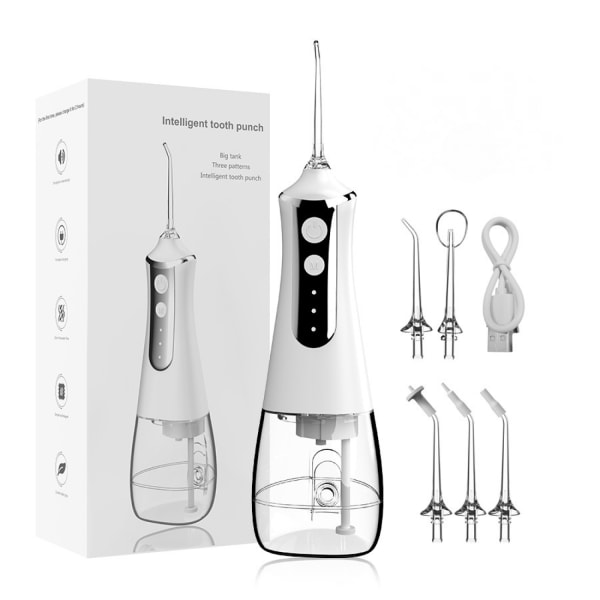 Oral Vann Flosser, 3-Hastighet Trådløs Oral Irrigator, IPX6 Vanntett, Bærbar USB Oppladbar Vann Tannpirker for Hjem og Reise L11 White