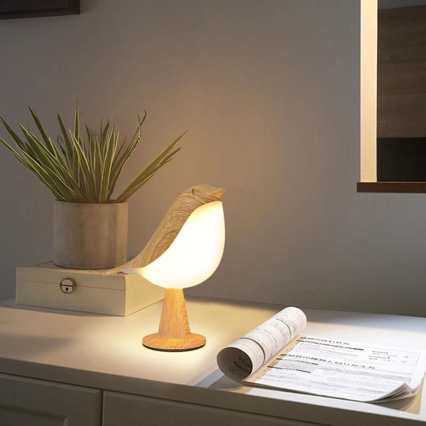 Fågelbordslampa | Sängläsning med 3 nivåer ljusstyrka | LED-nattlampa med USB laddningsbart bord | Skata skrivbord för sovrum, vardagsrum