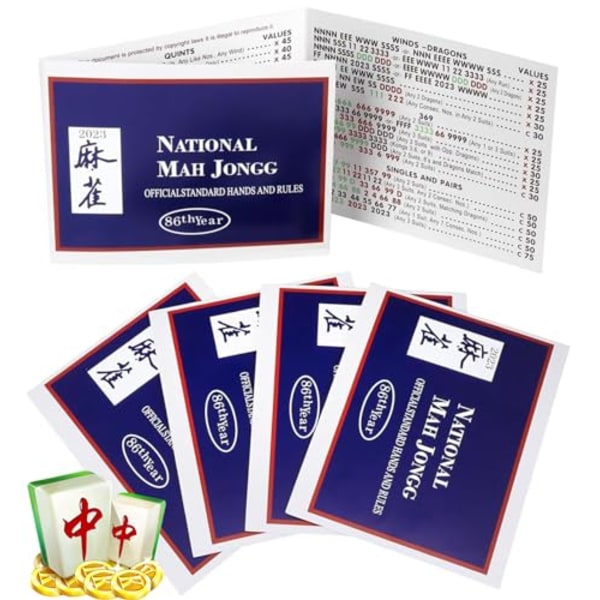 2024 nye mahjong-brikker 4 nasjonale mahjong-brikker offisielle standard håndbrikker og regler mahjong-brikker stor karakter mahjong scorekort (rødt) Blue