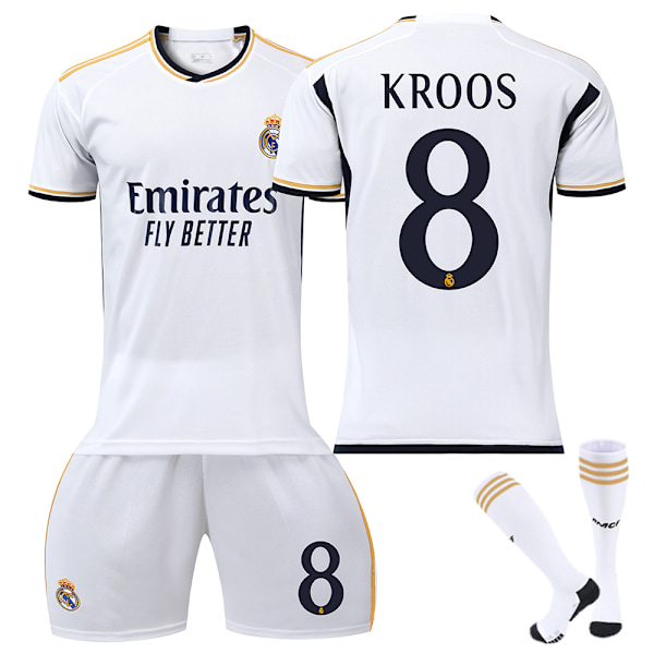 Sommarrea 23/24 Real Madrid Träningskläder Set för Barn och Vuxna med Strumpor No.8 KROOS No.8 KROOS L