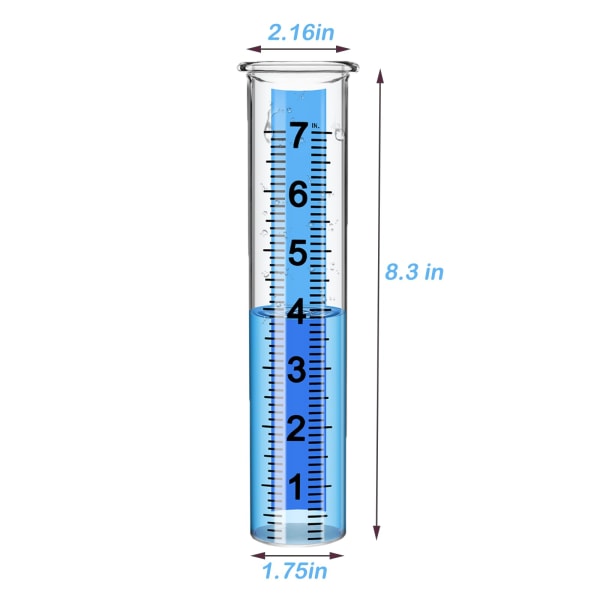 7" erstatningsrør for regnmåler i plast, 8,25 x 2,25 x 1,75", kulde- og sprekkbestandig, egnet for utendørs hageterrassehjem B