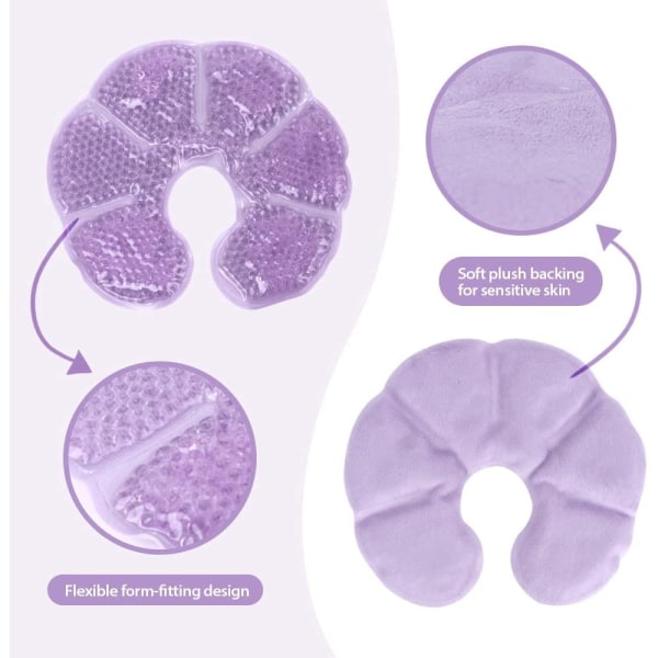 Koe mukavuutta ja helpotusta 3-in-1-jäähdytystyynyllä ja -lämpötyynyllä imetykseen - Stimuloi maidon virtausta, rentoutumista ja rintaterapiaa Purple