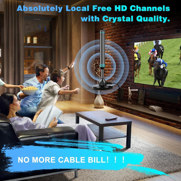 Smart TV-antenne - Magnetisk base for nem installation - Langrækkende HD-modtagelse - Understøtter 4K 1080P-kanaler - Inkluderer 16 fod lange kabler!