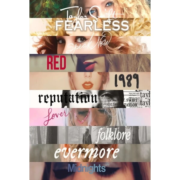 Taylor Swift The Eras Tour Musikkplakat Pop Kvinnelig Sanger Album Plakat Veggkunst Lerretsvifter Gave til en venn Soverom Stueinnredning B