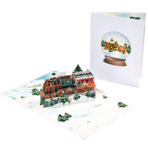 ART joulukortti junalla, pop up -joulukortit, 3D pop up -joulukortit, lomalomakortit 3 pcs