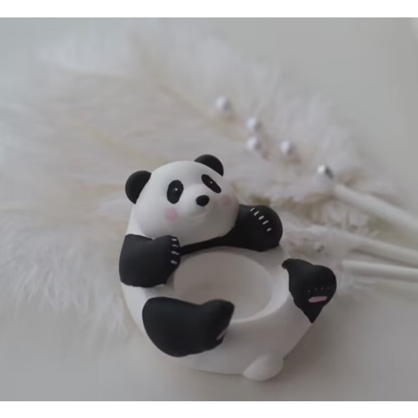 Söt tecknad Panda Aromaterapi Gips Ljusstake Teljus Ljusstake Ornament: Den perfekta Alla hjärtans dag present 2PCS