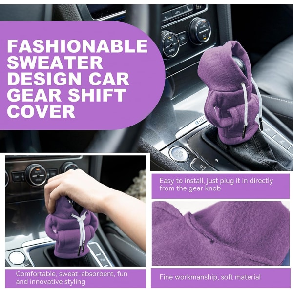 Gear Shift-hettegenserdeksel, Universell hettegenser for bilskiftknapp, Mini-hettegenser for bilskifter, Søte gadgets til bilinteriør, biltilbehør og dekorasjoner P3