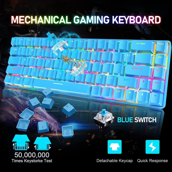 60 % mekanisk gaming-tastatur Kablet RGB-baggrundsbelyst til pc-computer PS4 Xbox one Blue