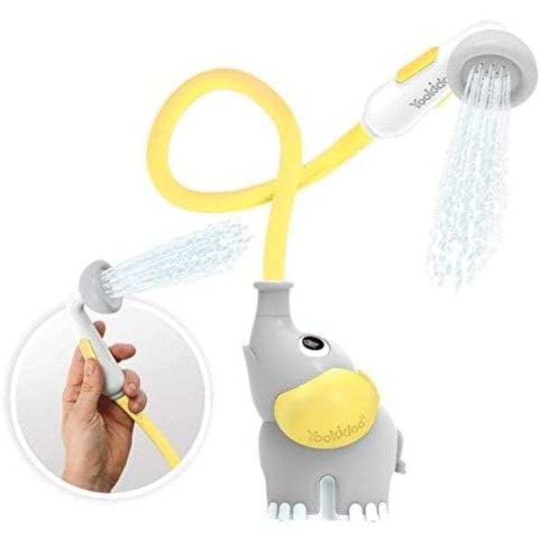 Gör Baby Bath Time roligt med Elephant Water Pump Duschhuvud - Trunkpipssköljare, justerbart vattenflöde, perfekt för nyfödda i badkar eller handfat Yellow