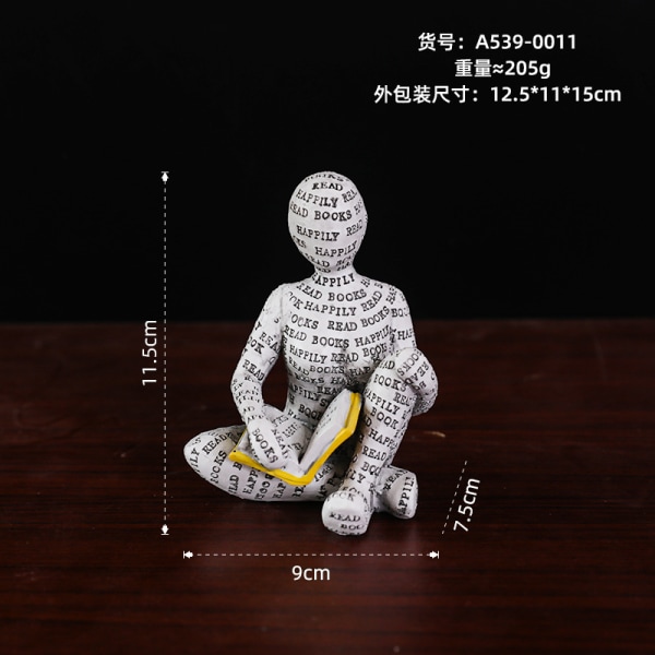 Kvinna som läser statyettmassa Kvinna som läser bokhylla abstrakt statydekorgåvor D