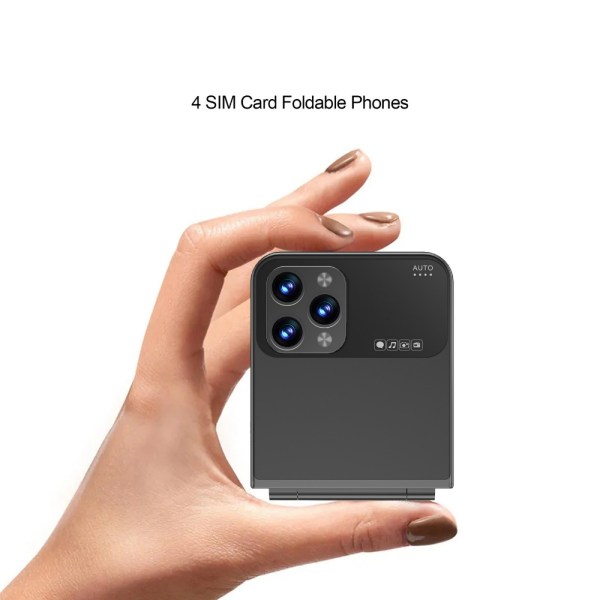Foldbar mobiltelefon med fire SIM 2,6'' skærm Automatisk start Magic Voice Expense gold