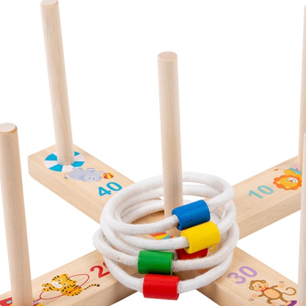 1 sæt Wood Ferrule Game Puslespil Legetøj Ring Kast Montessori Bærbar Gave Træ Ferrule Spil Puslespil Legetøj Montessori Ring Toss til Familie Børn Udendørs